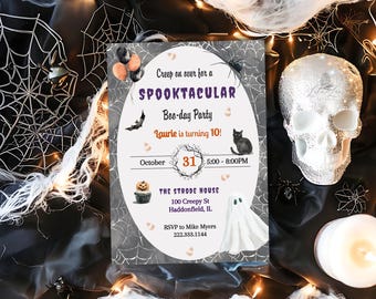 Halloween Birthday Invitation: Spooktacular Boo Day Party, Editable Template