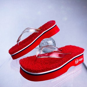 blue platform flip flops