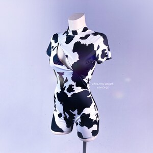 Bitc* I’m a Cow Jumpsuit Zipper Cleavage Sporty Romper