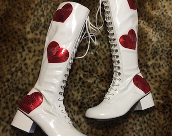 white gogo boots size 11