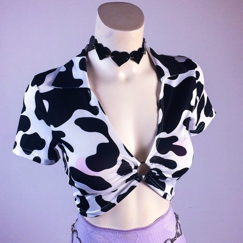 B*tch I'm a Cow Print O-Ring Crop Top