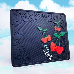 Y2K Flirty Glitter Rote Kirschherz Gummi-Bodenmatten Set // Autozubehör