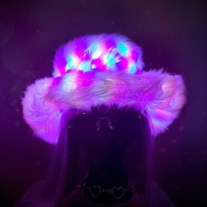 LED Remote Controlled Furry Festival Light Up Bucket Hat