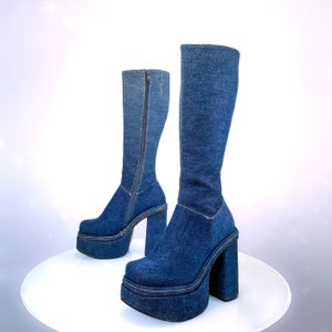 Blue platform boots shop