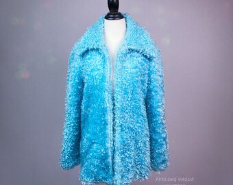 90’s Vintage Baby Blue Fuzzy Sherpa Coat