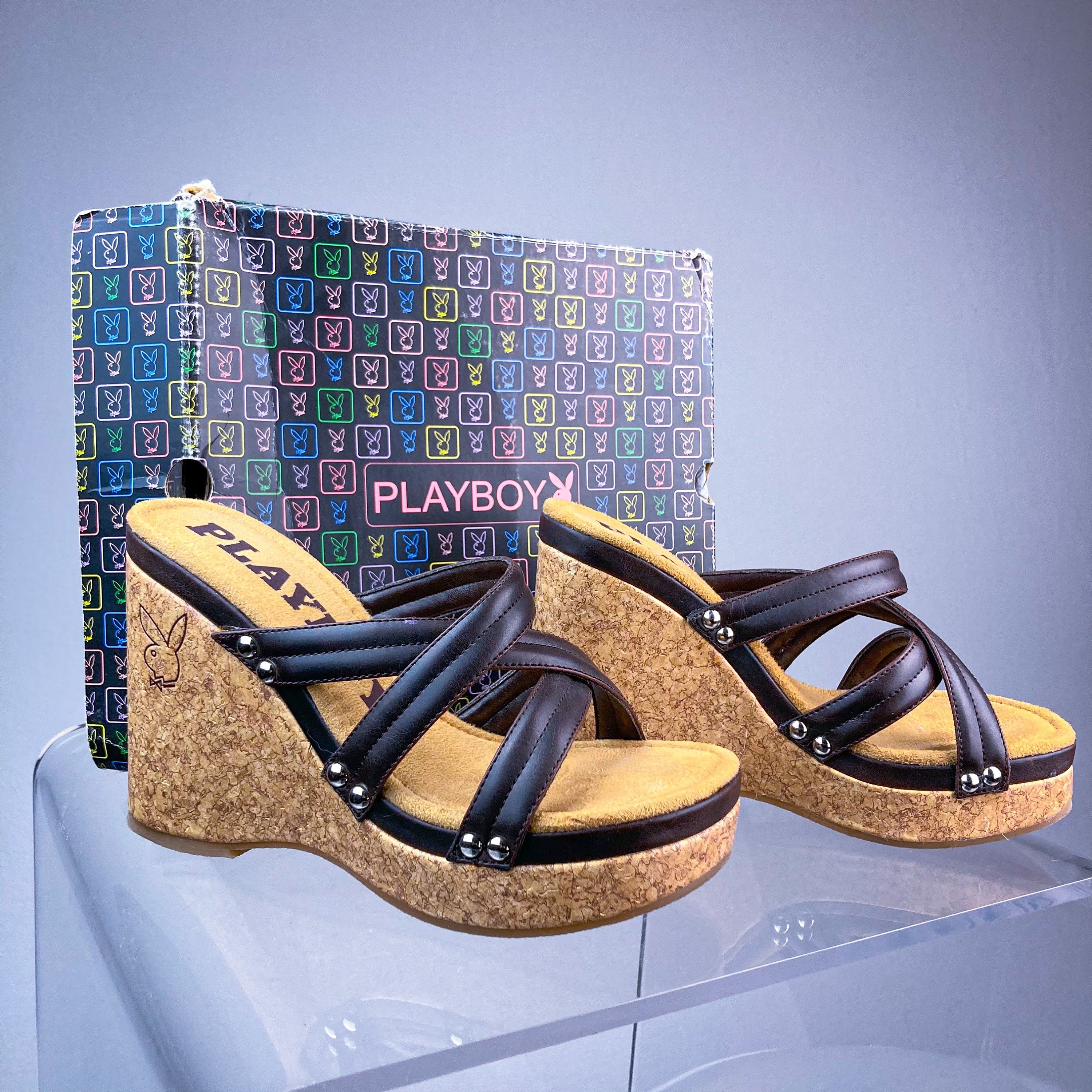 playboy platform sandals