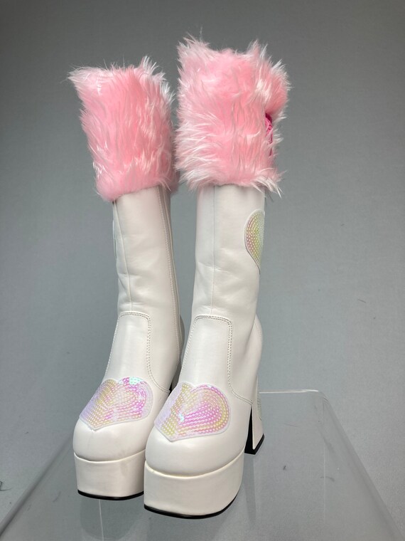 pink furry boots