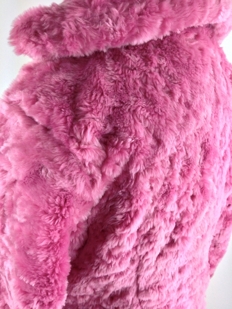 90/'s Bubble Gum Pink Fuzzy Faux Fur Jacket M
