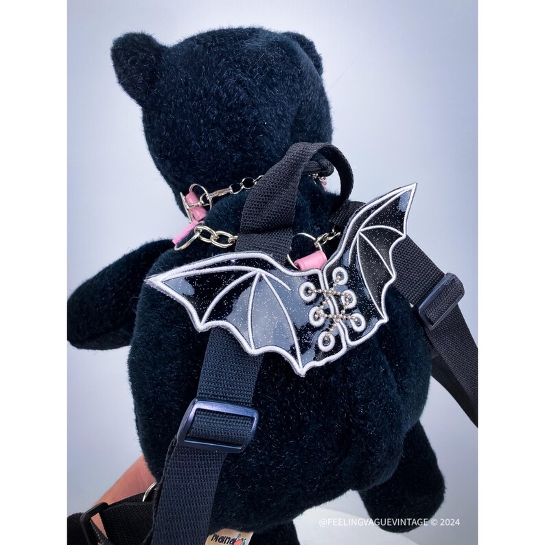 90-tals vintage anpassad ängelbaby goth krydda rosa selebjörnryggsäck med gratis Claires lobotomi bild 7