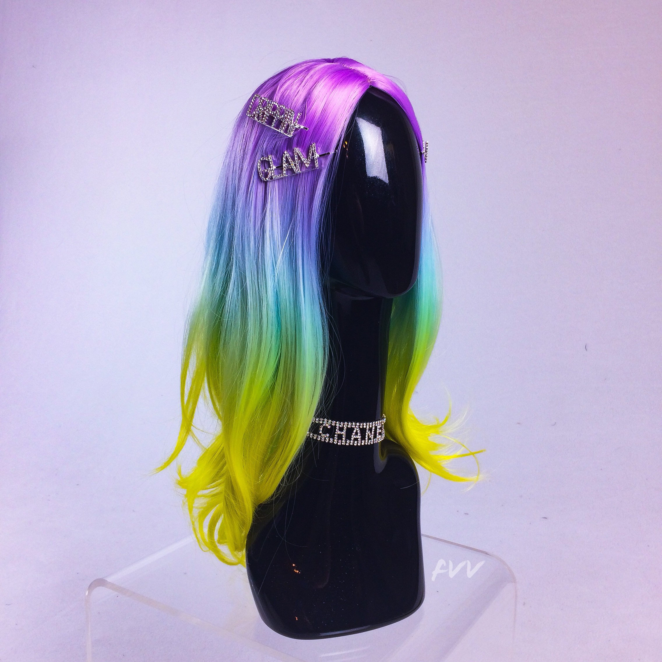 Dream come True Pastel Unicorn Bae Rainbow Ombre Curly Wig