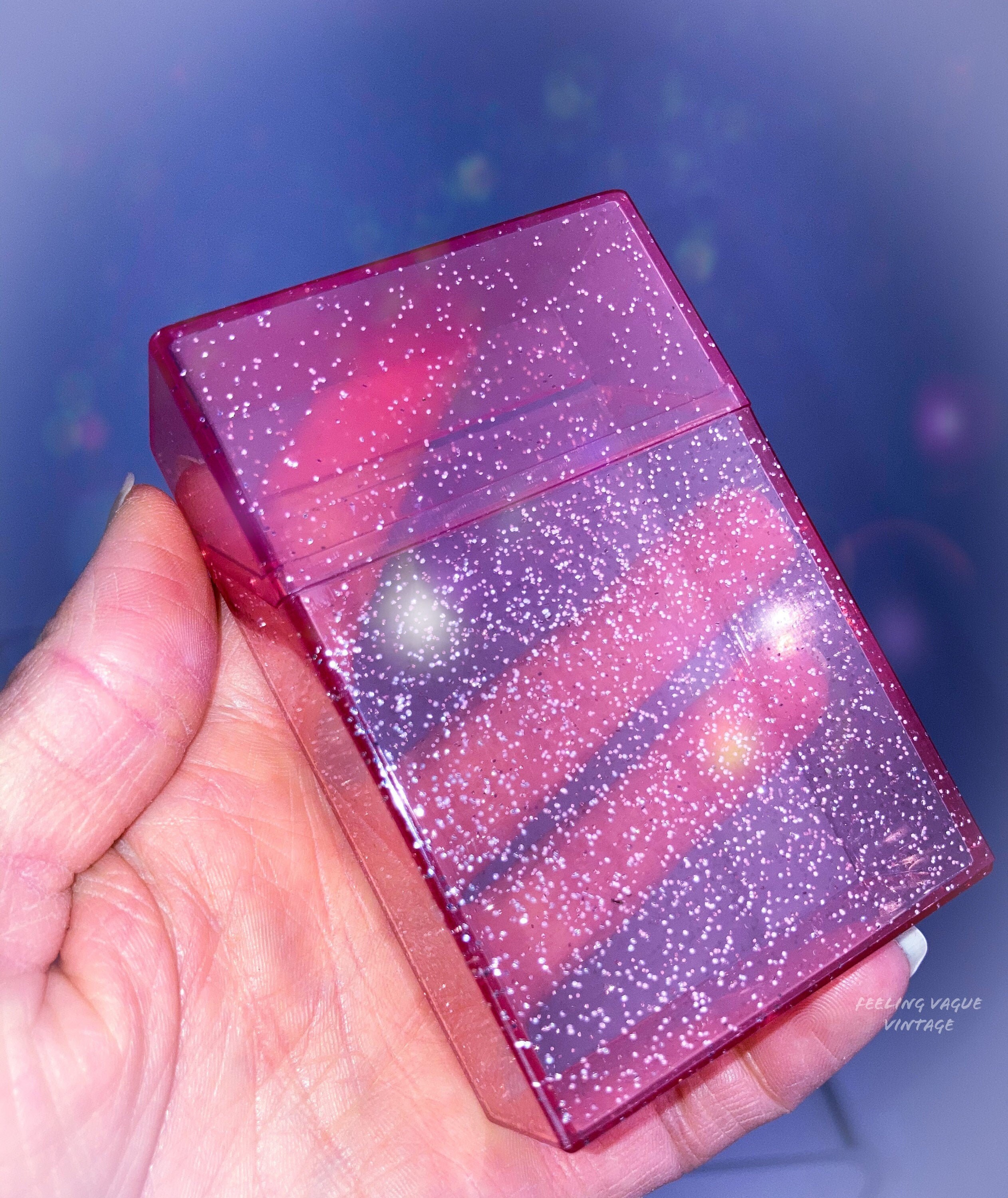 pink glitter cigarette case Bad Habitz ~ Pink Glitter Cigarette, Business Card or Wallet Acrylic Box  Holder