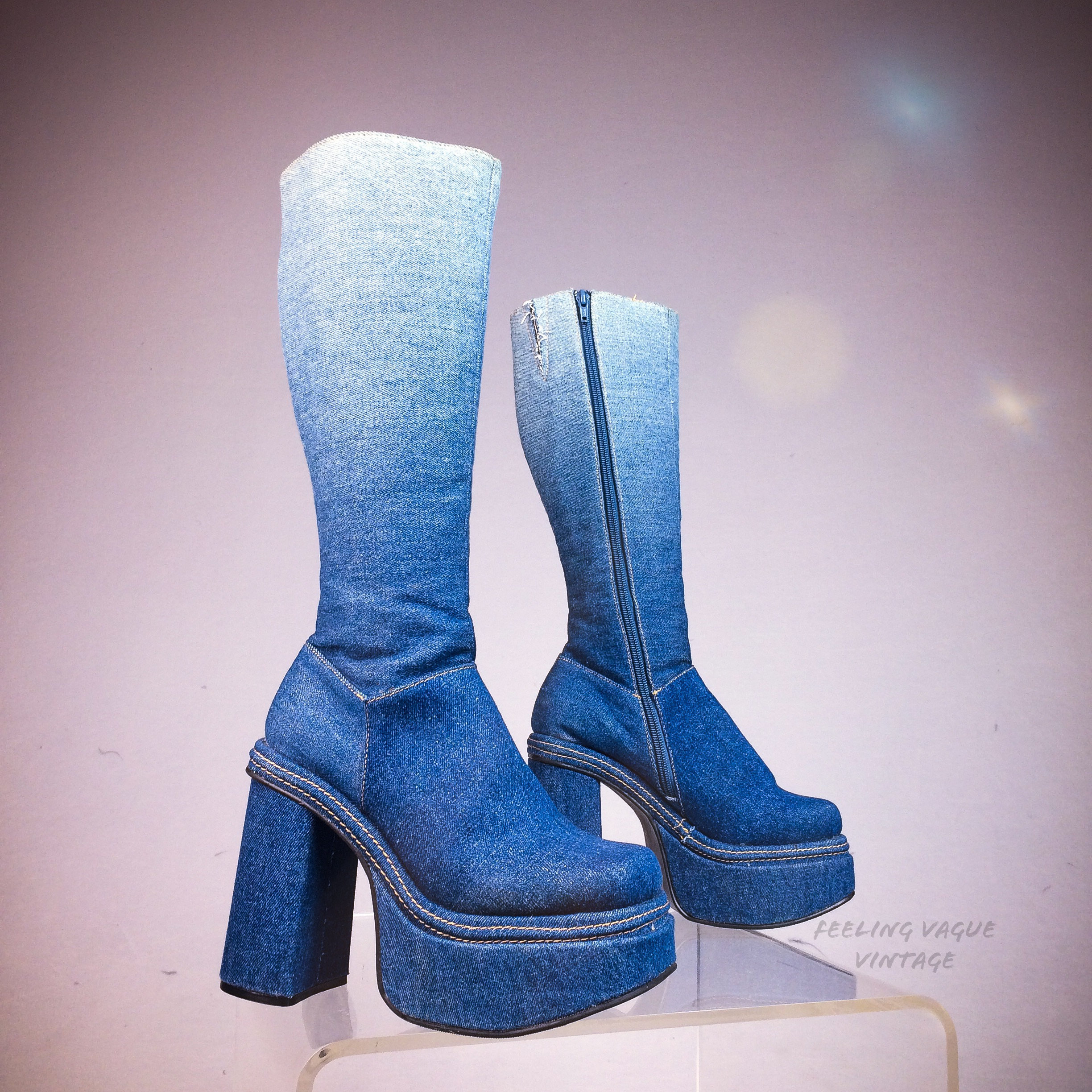 Denim platform shop boots