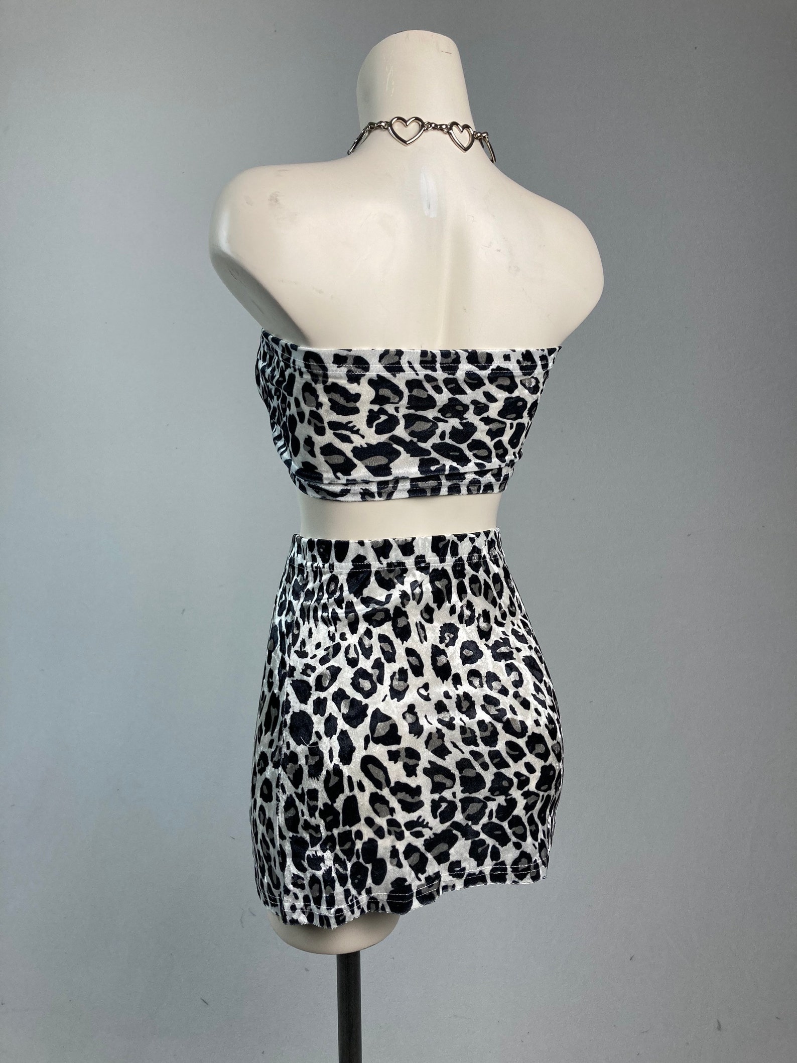 Scary Spice 90s Vibes Leopard Print Velvet Skirt and Tube Top | Etsy