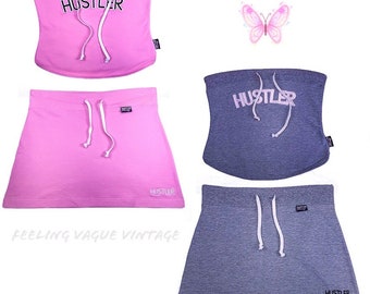 Y2K Hustler Tube Top and Mini Skirt  Sweatshirt Set
