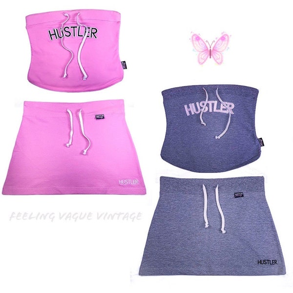 Y2K Hustler Tube Top and Mini Skirt Sweatshirt Lounge Set