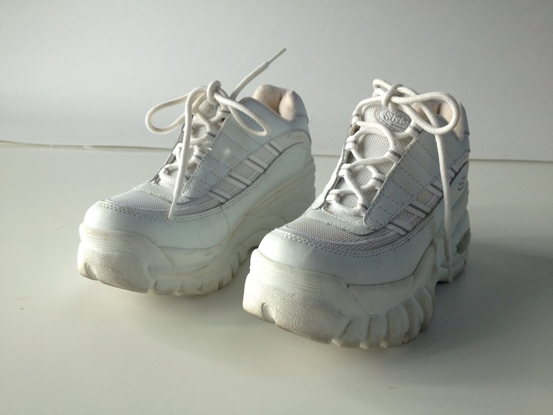 90s white platform sneakers