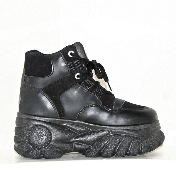 90's Mega Platform Chunky Wedge Sneaker Leather Trainers // 5