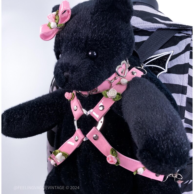 90-tals vintage anpassad ängelbaby goth krydda rosa selebjörnryggsäck med gratis Claires lobotomi bild 3