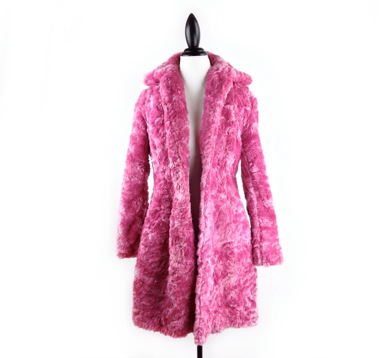 90/'s Bubble Gum Pink Fuzzy Faux Fur Jacket M