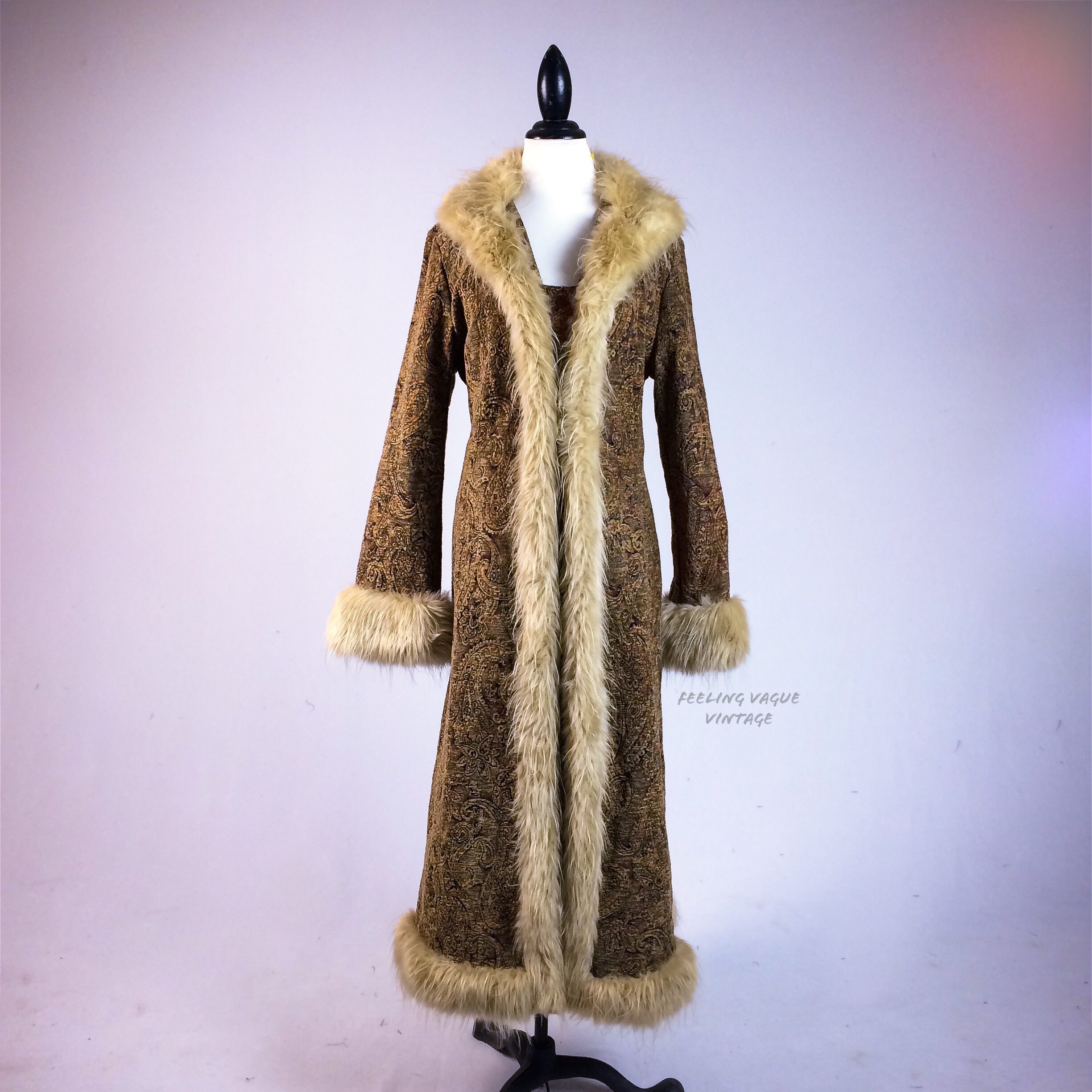 70s Fur Trim Coat Etsy