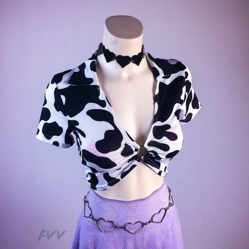 B*tch I'm a Cow Print O-Ring Crop Top