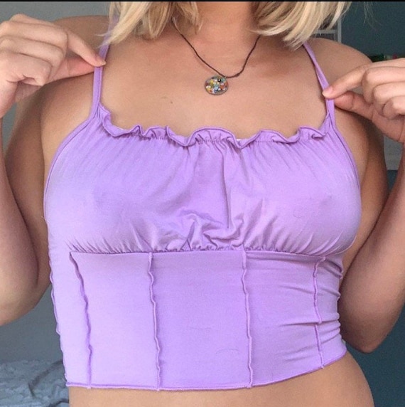 90's Vibes Cute Purple Ruffle Racerback Tank Top - Etsy