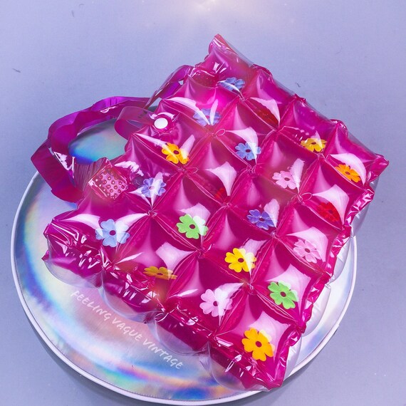 90's Y2K Bubble Pop Clear Daisy Inflatable Shoulde