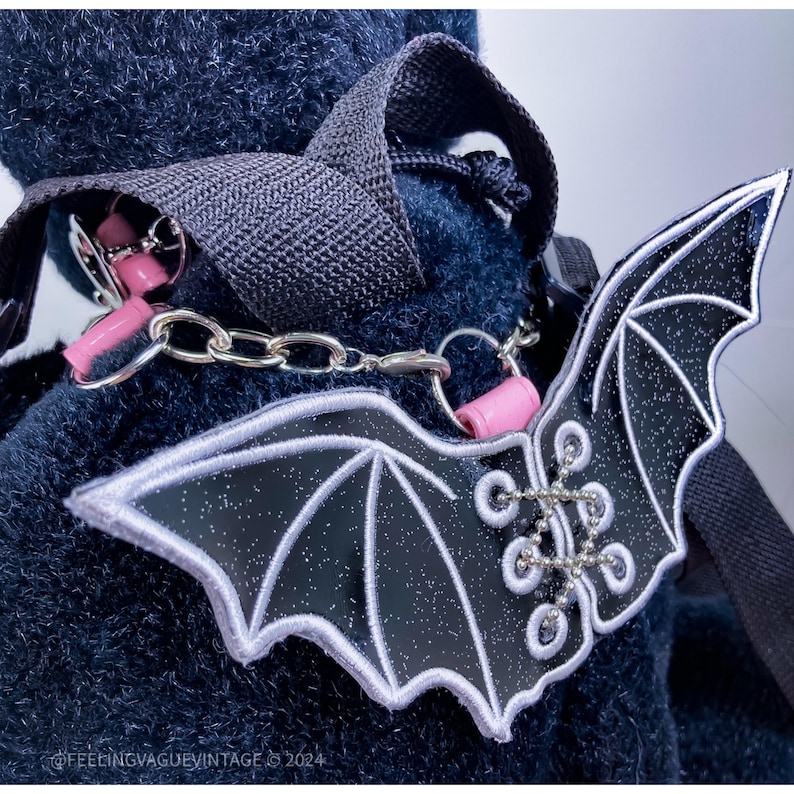90-tals vintage anpassad ängelbaby goth krydda rosa selebjörnryggsäck med gratis Claires lobotomi bild 8