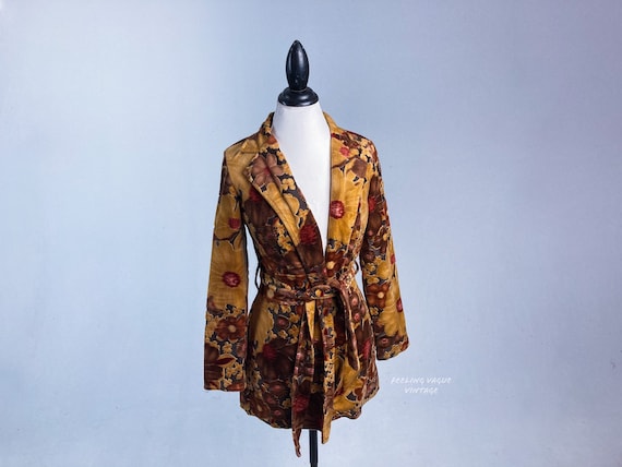 70’s Floral Fredericks Embossed Velvet Jacket