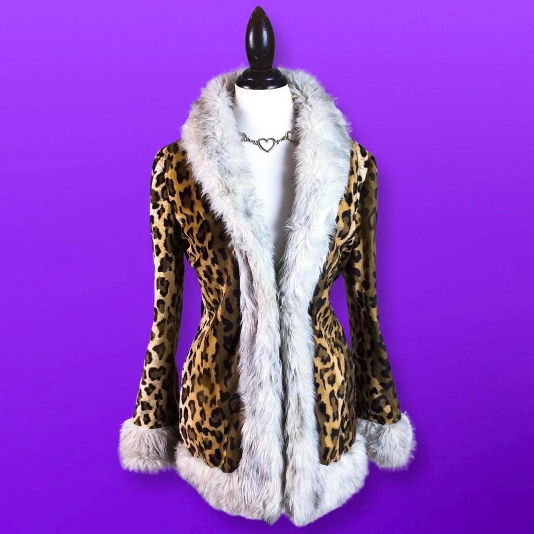 MOSCHINO 1990'S leopard faux fur coat