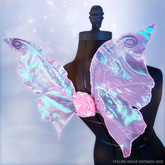 Magical Iridescent Shimmer Fairy Butterfly Wings with Rose