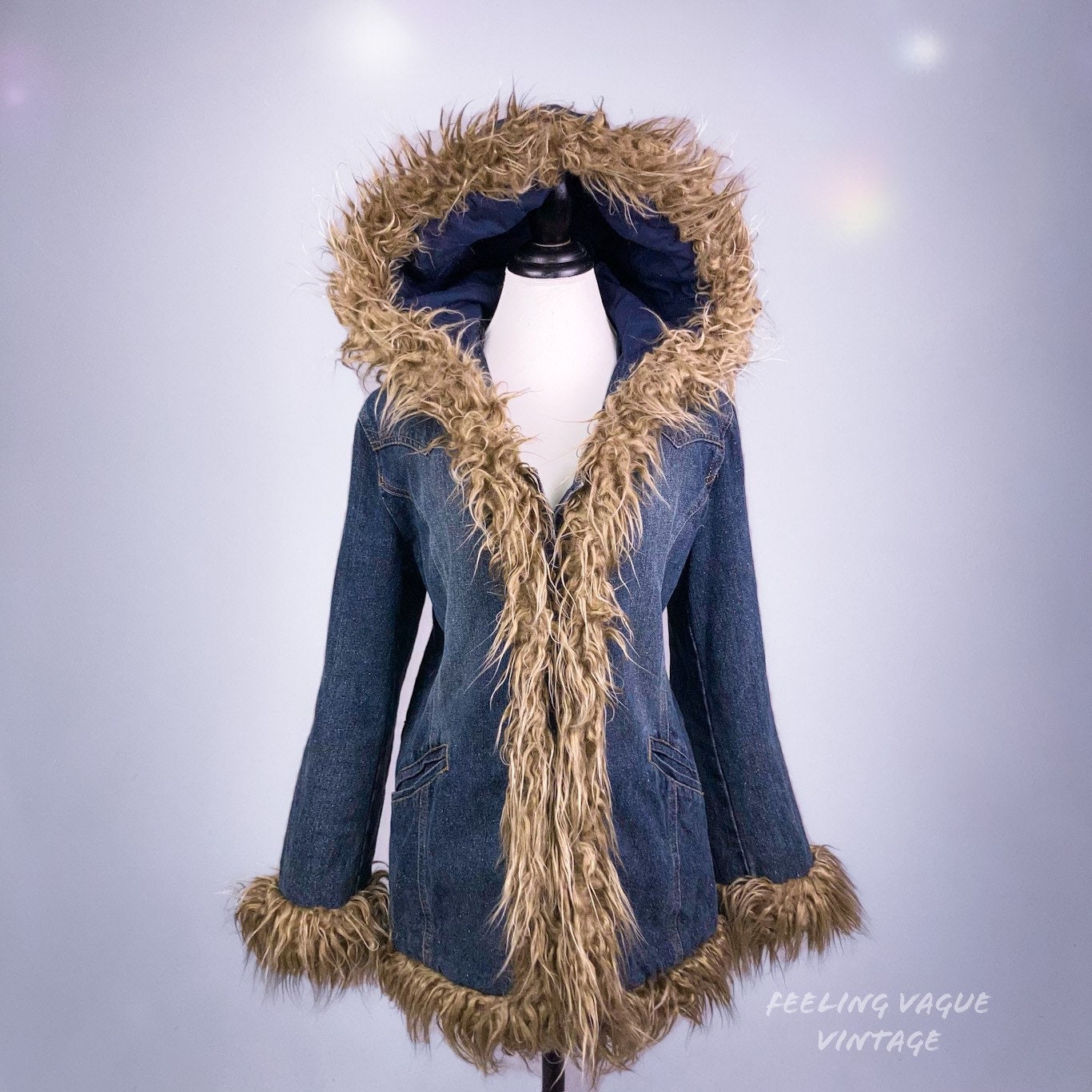 Y2K Shaggy Light Brown Faux Fur Trim 