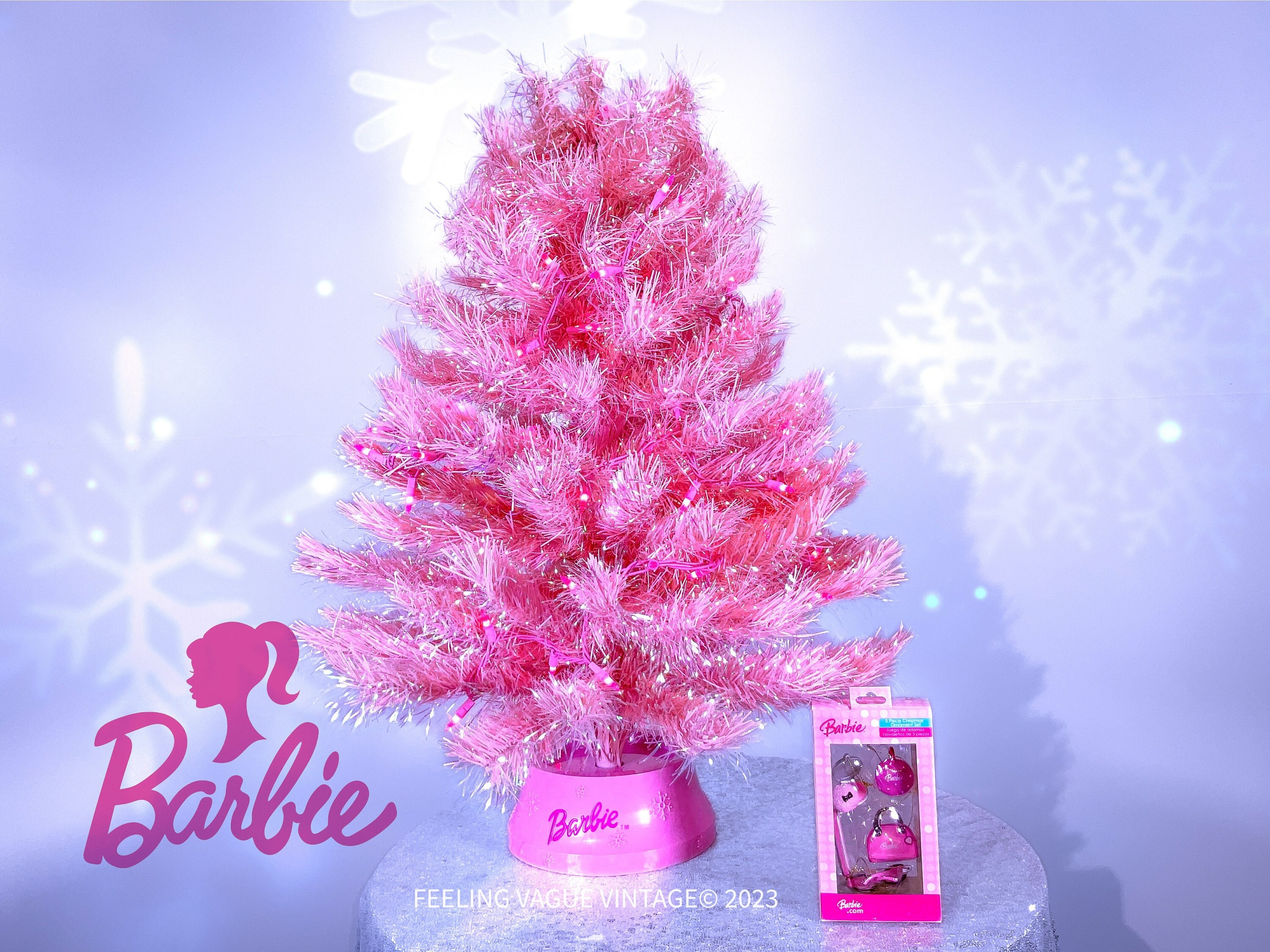 Barbie Y2K Pink Pastel Iridescent Sparkle Christmas Tree With New