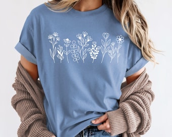 Koszula Wildflower Comfort Colors: Cottagecore Botanical Tee