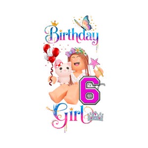 Roblox birthday girl 6 png customizable set  any age Roblox girl birthday sublimation bundle ROBLOX girl birthday SIX set cake top banner