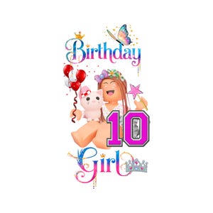 Roblox birtHday girl 10 png customizable set  any age Roblox girl birthday sublimation bundle ROBLOX girl birthday TEN set cake top banner