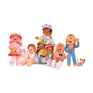 Roblox girlS png customizable set  any age Roblox girl birthday sublimation bundle ROBLOX girl birthday five set cake top banner