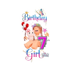 7 Roblox birthday girl  png customizable set  any age Roblox girl birthday sublimation bundle ROBLOX girl birthday SEVEN set cake top banner