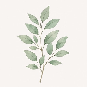 Botanisches Blatt Wand Kunstdruck, neutrales Aquarell Eukalyptus, minimalistisches Bauernhaus Dekor, naturinspirierte druckbare, digitaler Download Kunst