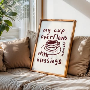 Bible verse poster for prayer room or Bible study corner reminding God’s overflowing blessings and provision