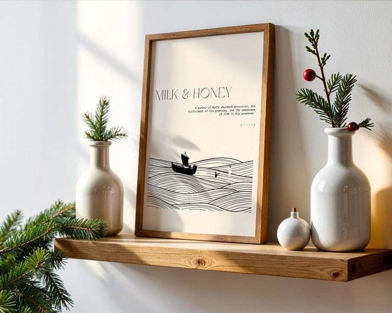 Christian Wall Art Milk and Honey - Bible Verse, Religious Art ...