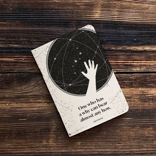 Nietzsche Literary Notebook, Celestial Lined Pocket Notebook, Motivational Gift for Philosopher