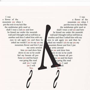 James Joyce Literary Art Print, Ulysses Quote Molly Bloom Soliloquy, Typography Art image 2