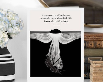 William Shakespeare Literary Poster, "Pages" Black and White Book Lover Gift