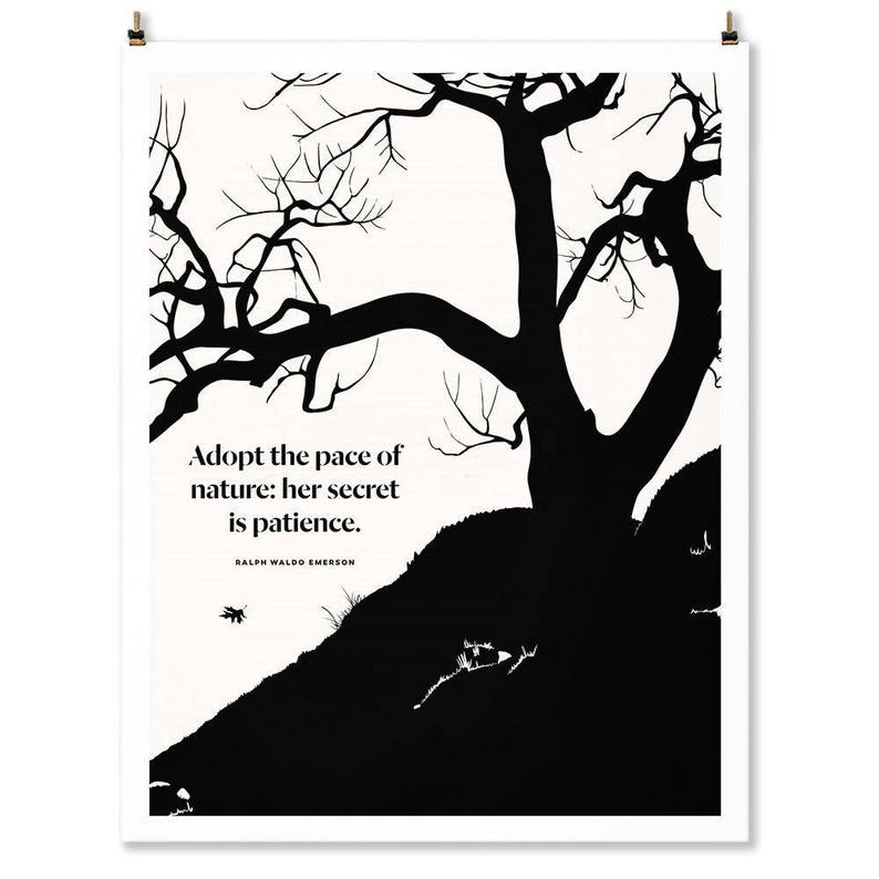 Ralph Waldo Emerson Nature Print Wall Art, Transcendentalist Quote, Deer Illustration image 4