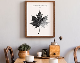 Keat "Leaf" Art Print, Literary Gift for Book Lover