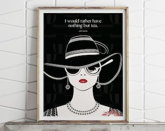 Jane Austen Tea Lover Art Print: Literary Gift