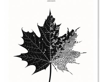 Keat "Leaf" Art Print, Literary Gift for Book Lover