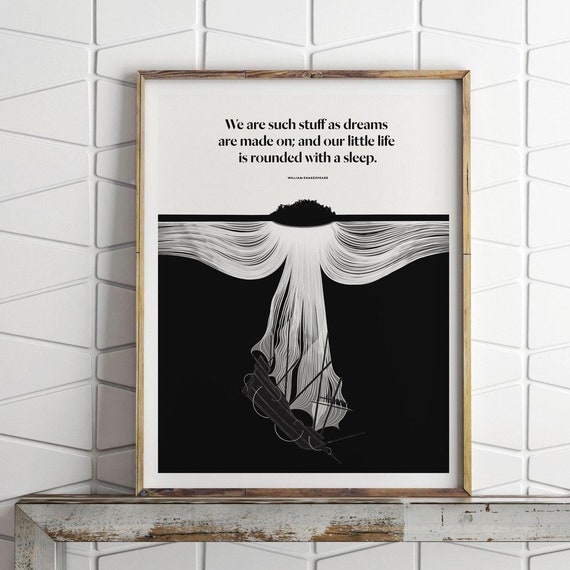 Shakespeare Literary Art Print, The Tempest Quote, Shakespeare Poster, Bookworm Gift