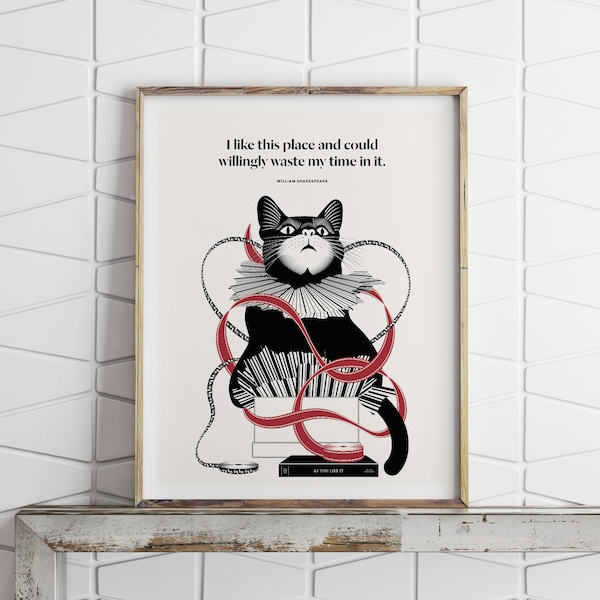 Funny Shakespeare "Cat," Funny Cat in a Box Print, Literary Humor, Cat lover gift, Housewarming Gift for Teacher